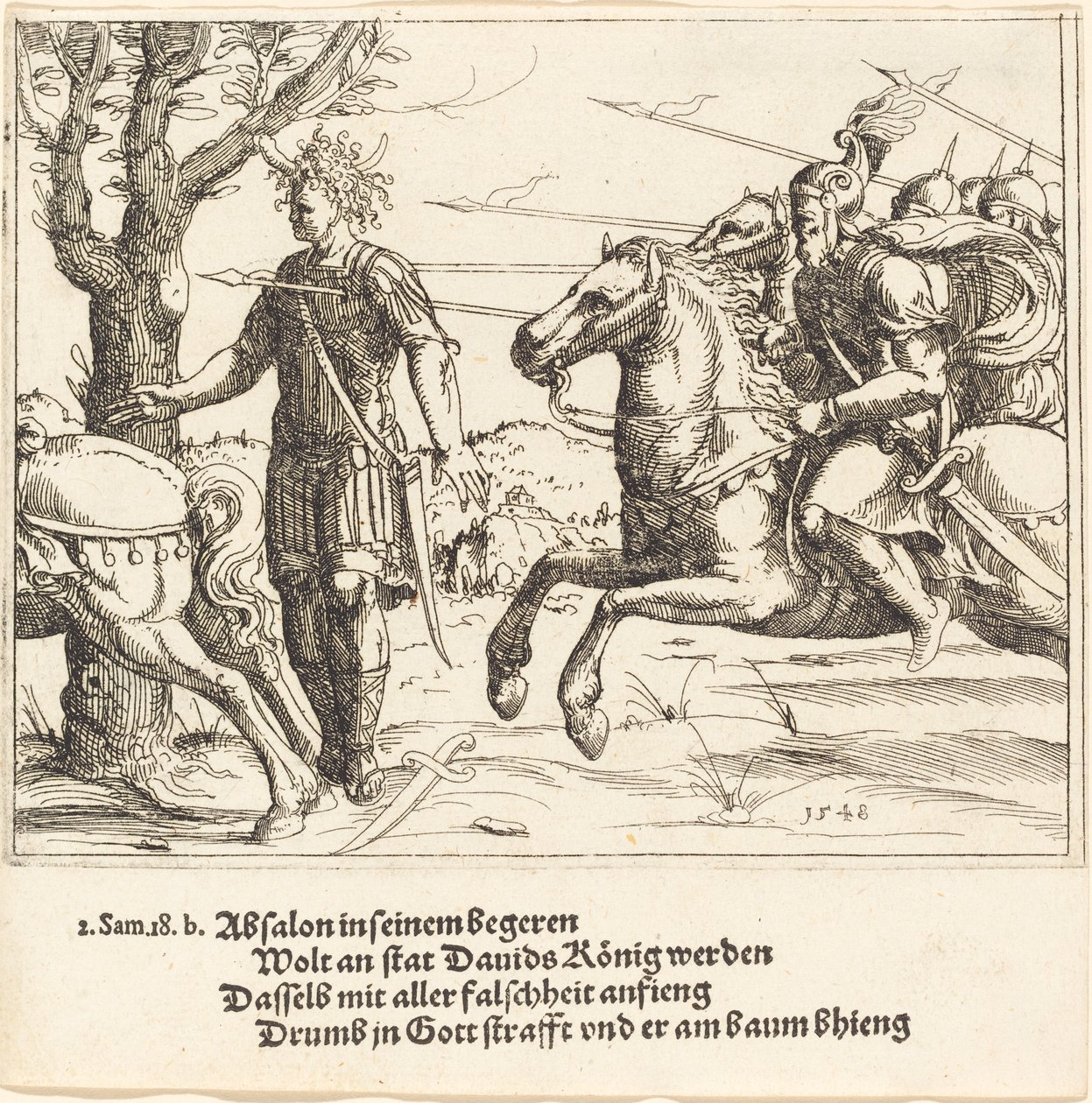Abşalom Joab tarafından öldürüldü, 1548. by Augustin Hirschvogel
