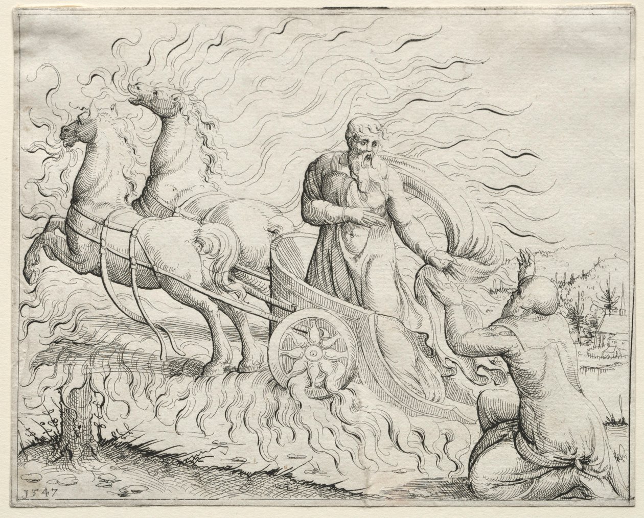 İlyas Cennete Yükseliyor, 1547. by Augustin Hirschvogel