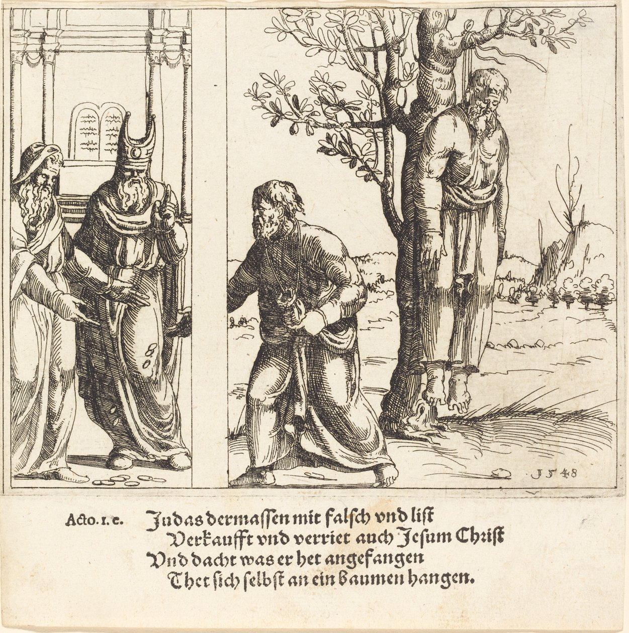 Yahuda, Otuz Gümüş Parçasını İade Ediyor, 1548. by Augustin Hirschvogel