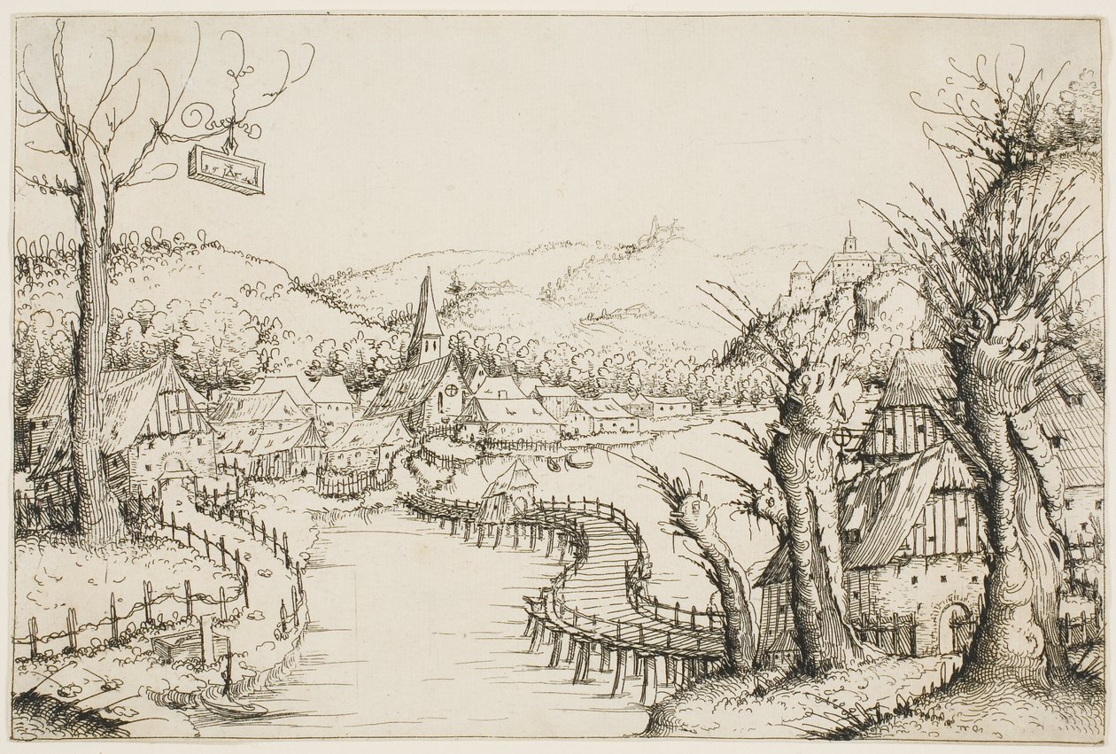 Eğri Ahşap Köprülü Manzara by Augustin Hirschvogel