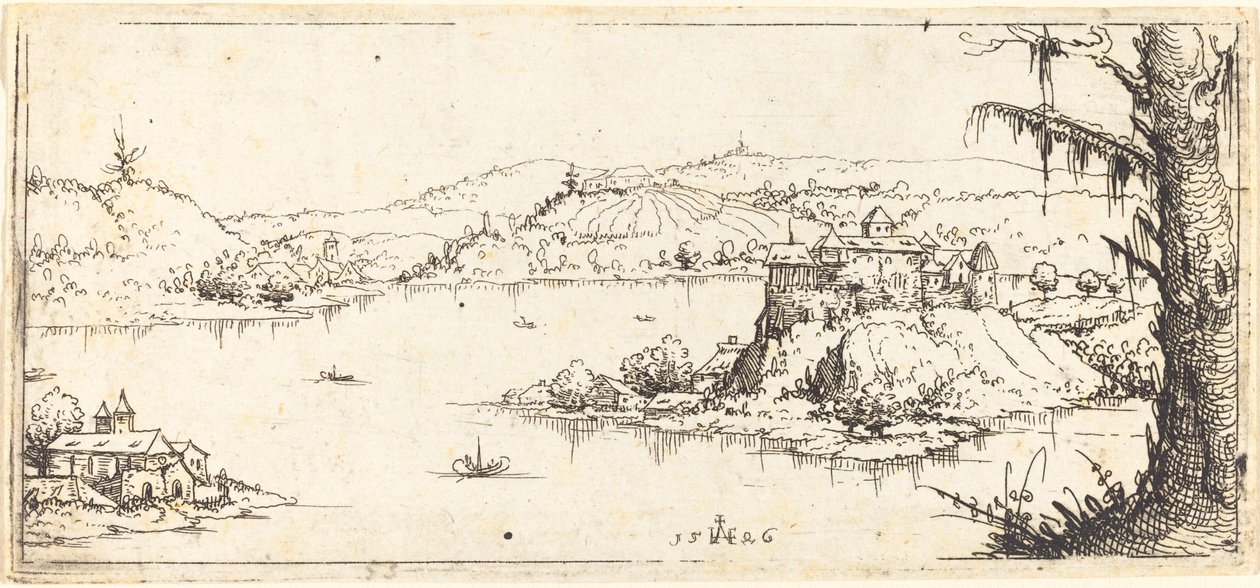Merkezde Büyük Göl Manzarası, 1546. by Augustin Hirschvogel