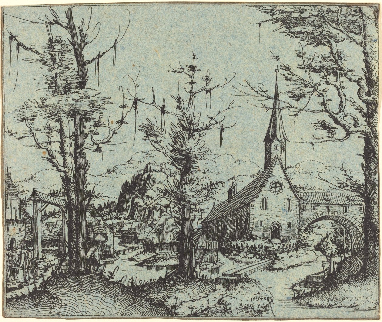 Köy Kilisesi ile Manzara by Augustin Hirschvogel