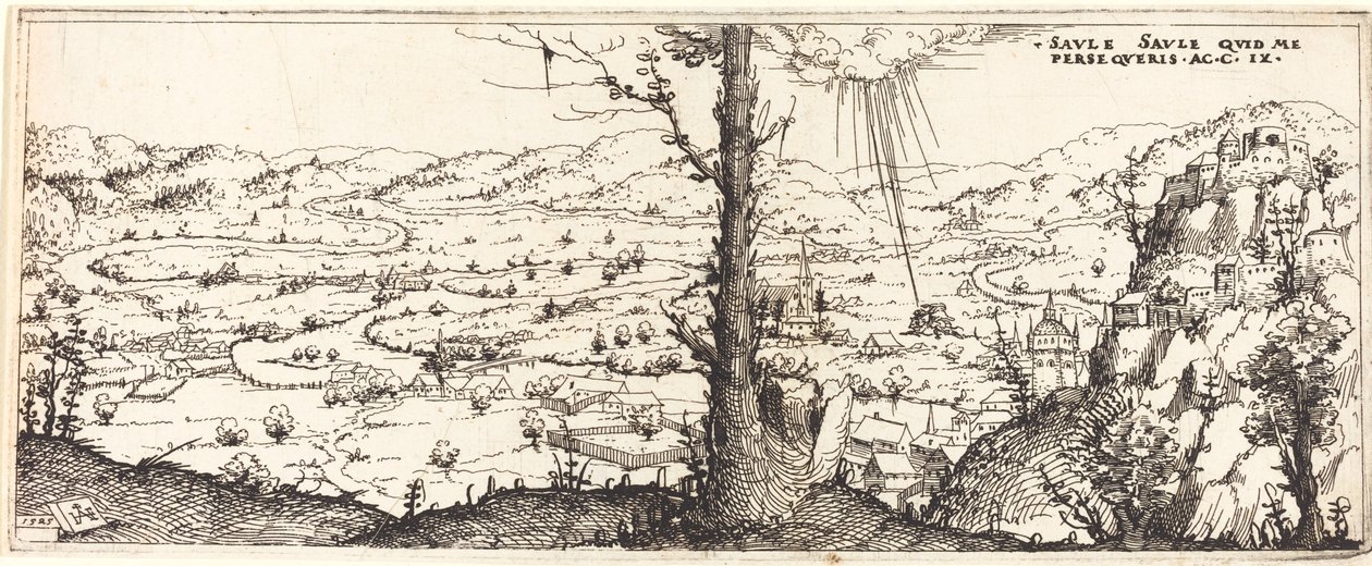 Aziz Paul Dönüşümü ile Manzara, 1545. by Augustin Hirschvogel