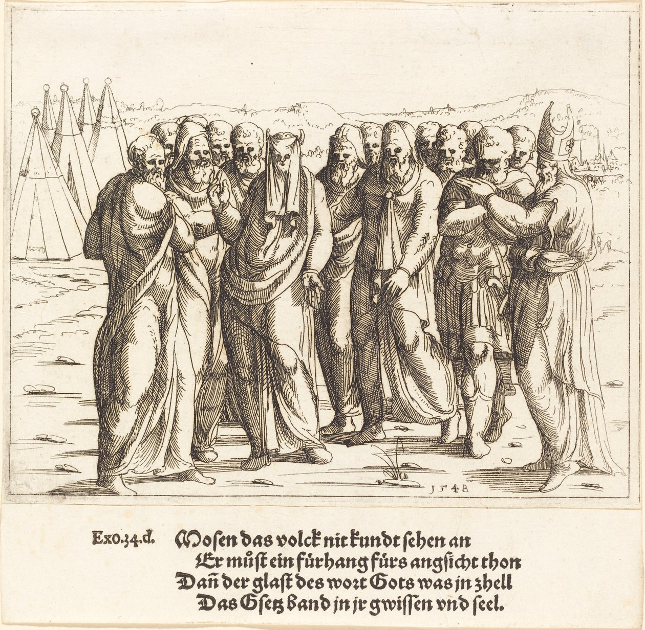 Musa İsrailoğullarına Konuşuyor, 1548. by Augustin Hirschvogel