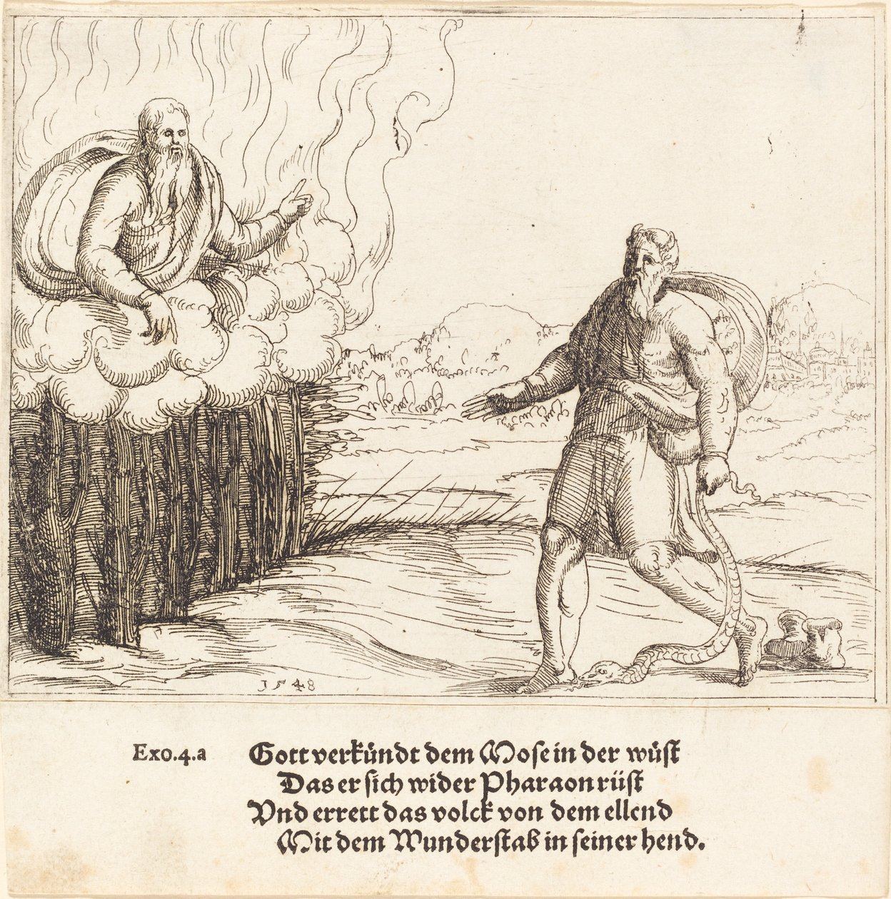 Musa ve Yılan, 1548. by Augustin Hirschvogel