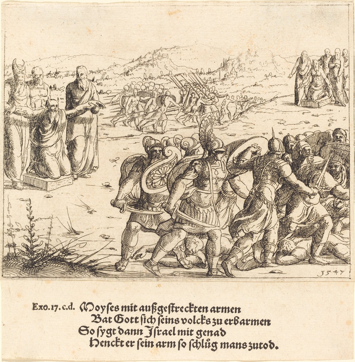 Kollarını Açmış Musa, 1547. by Augustin Hirschvogel