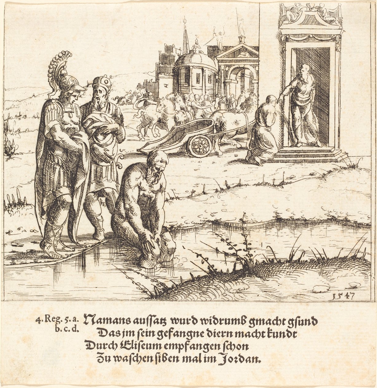Naaman Cüzzamdan İyileşti, 1547. by Augustin Hirschvogel