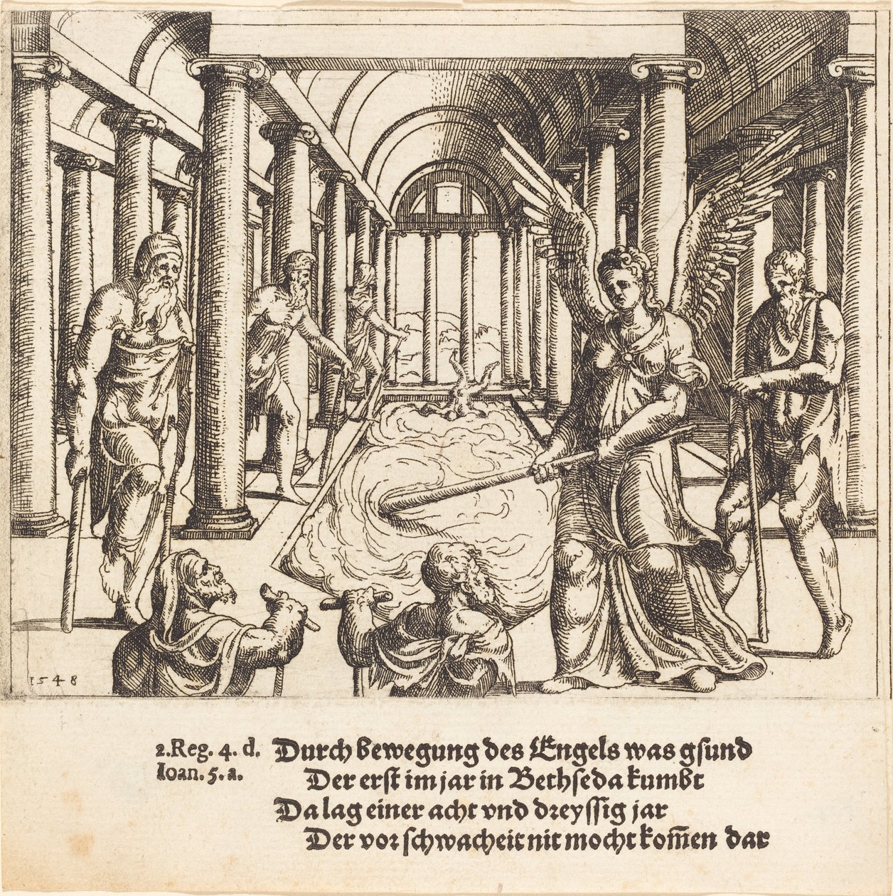 Bethesda Havuzunu Çalkalayan Melek, 1548. by Augustin Hirschvogel