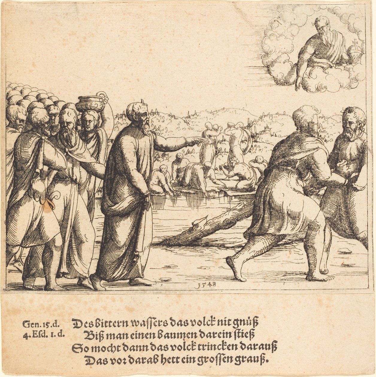 Rab, Marah Sularını Tatlandırıyor, 1548. by Augustin Hirschvogel