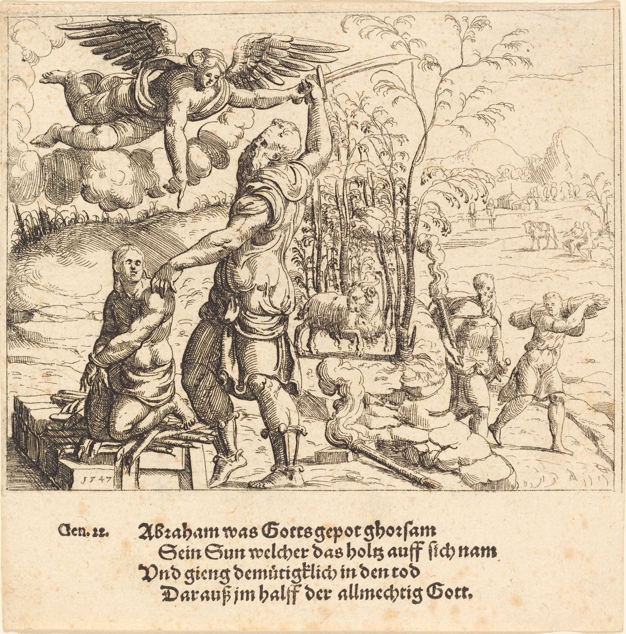Isaac'in Kurban Edilmesi by Augustin Hirschvogel