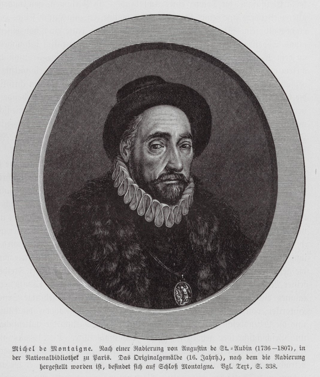 Michel de Montaigne, Fransız filozof (gravür) by Augustin de (after) Saint-Aubin