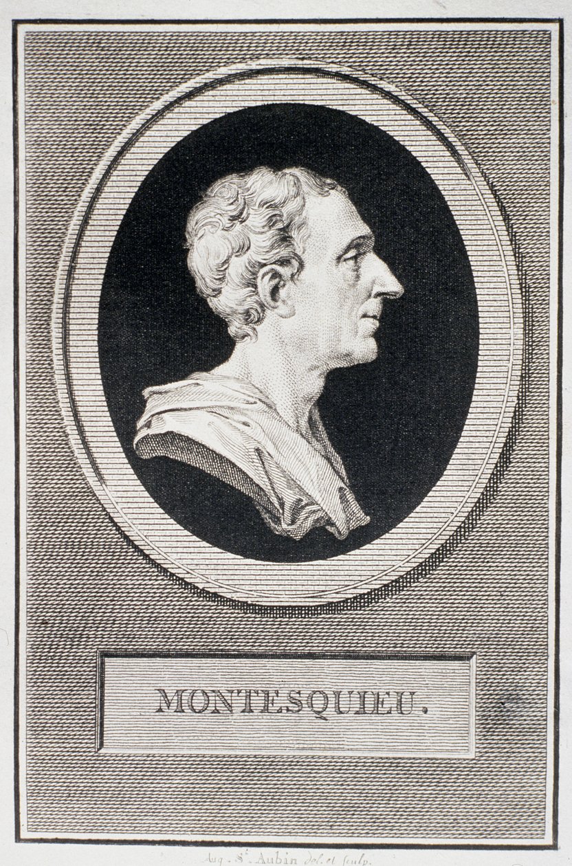Charles Louis de Secondat, Baron de Montesquieu (1689-1755) (gravür) by Augustin de Saint Aubin