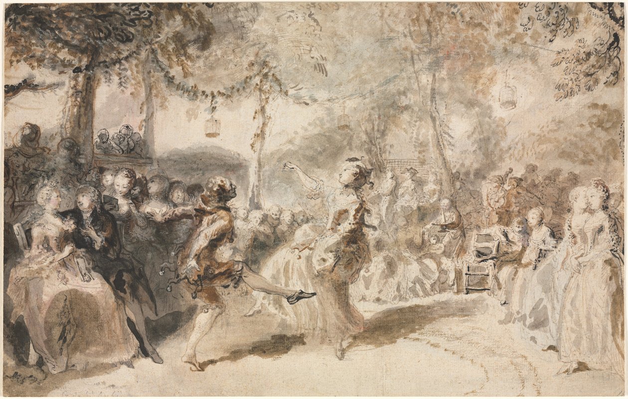 Bir Bahçe Tavernasında Gösteri Yapan Kostümlü Dansçılar, 1756. by Augustin de Saint Aubin