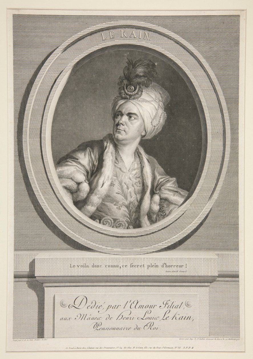 Henri Louis Cain (Le Kain olarak anılır) (1728-1778) by Augustin de Saint Aubin