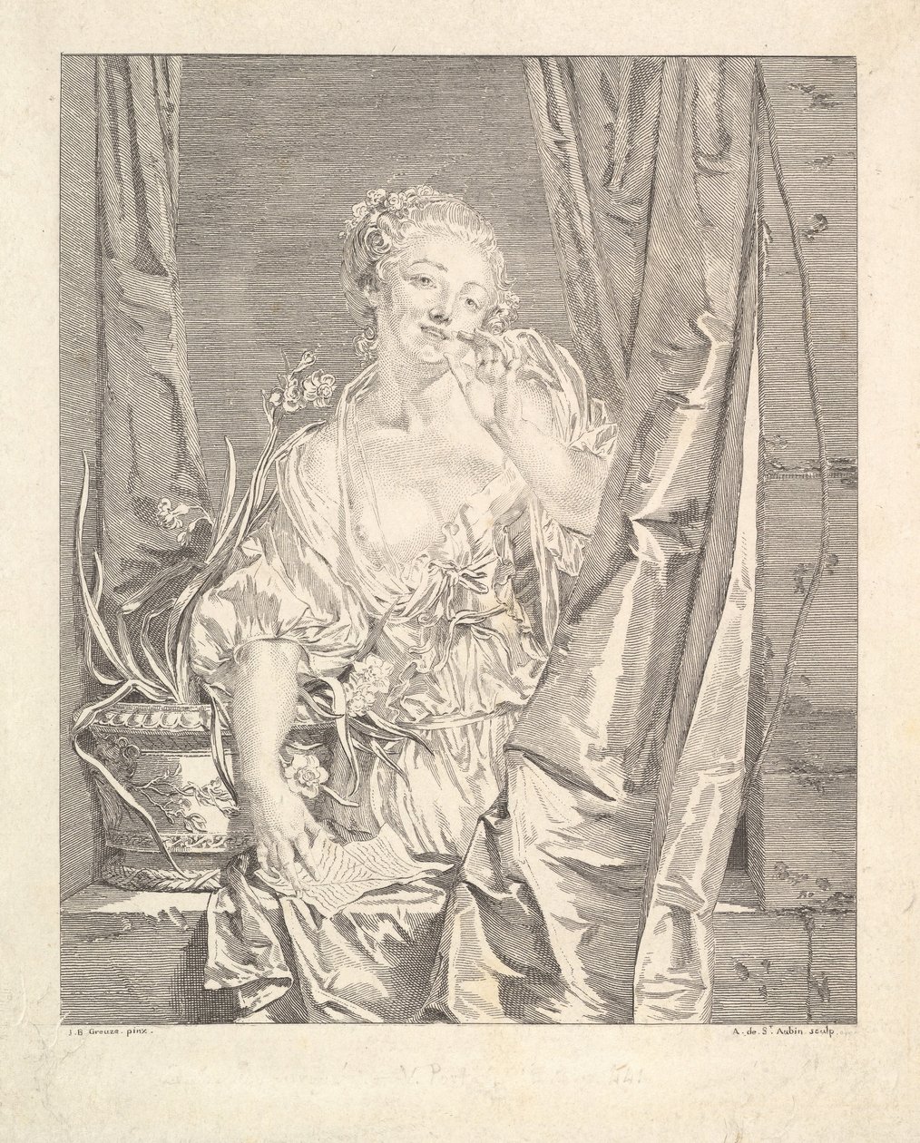 Le Baiser Öpücük Gönderdi. by Augustin de Saint Aubin