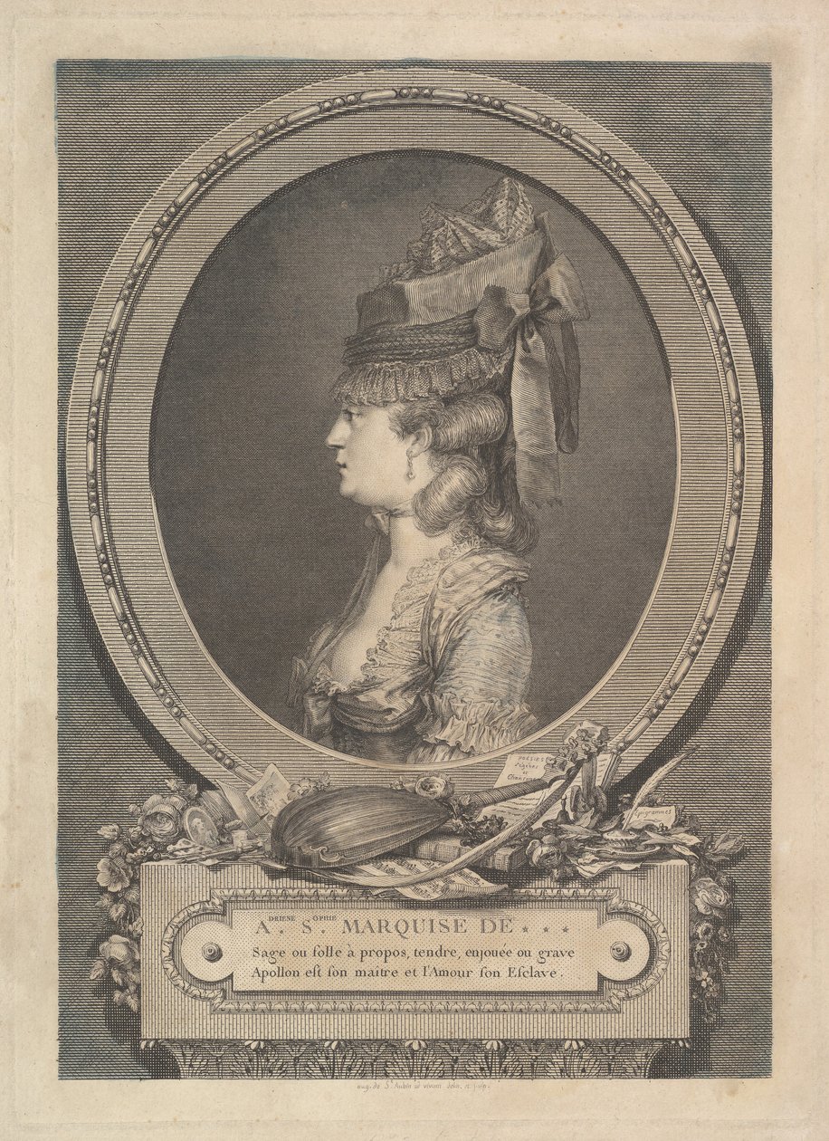Adrienne-Sophie Marquise de *** portresi, 1779. by Augustin de Saint Aubin