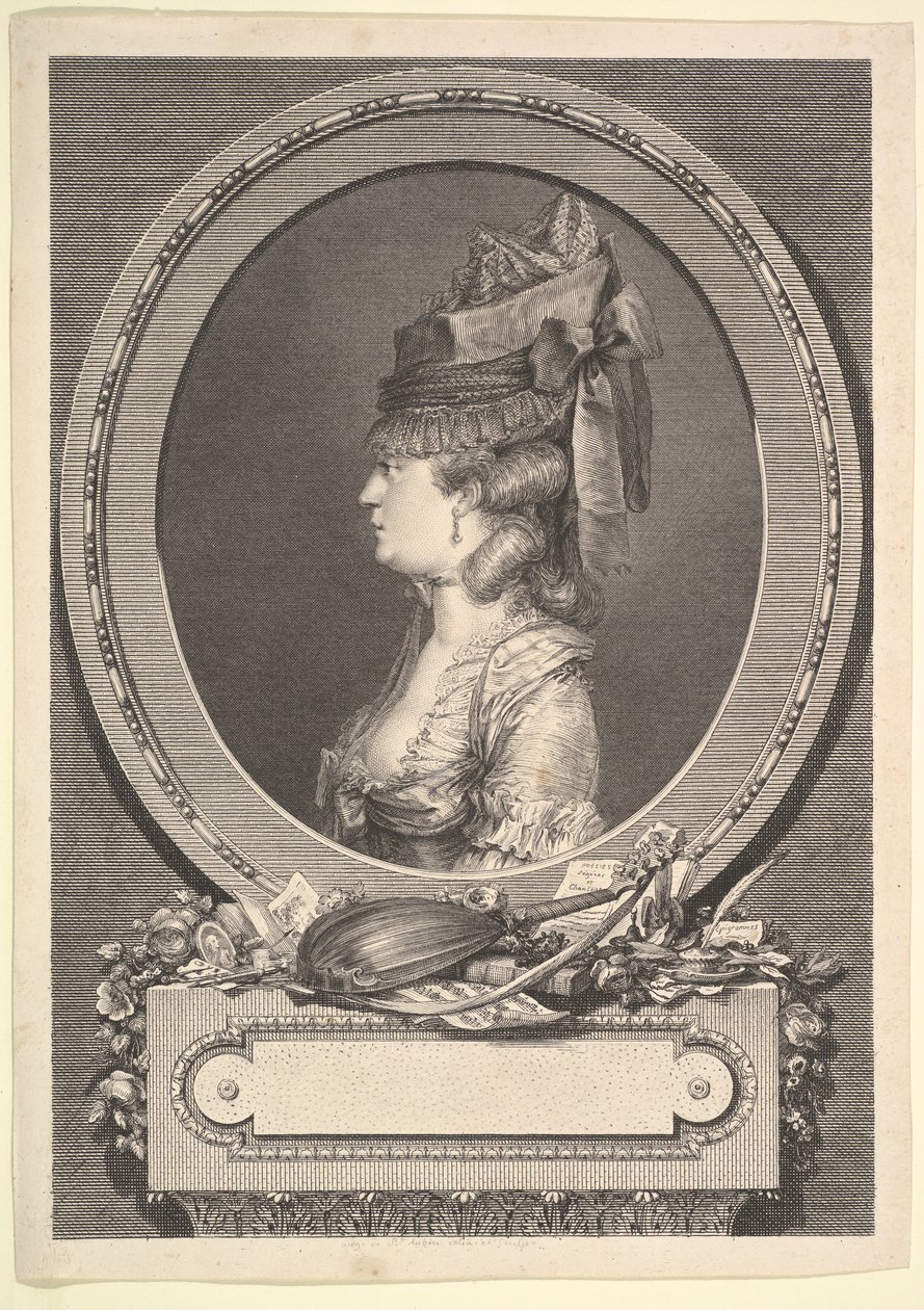 Adrienne-Sophie Marquise de *** portresi, 1779. by Augustin de Saint Aubin