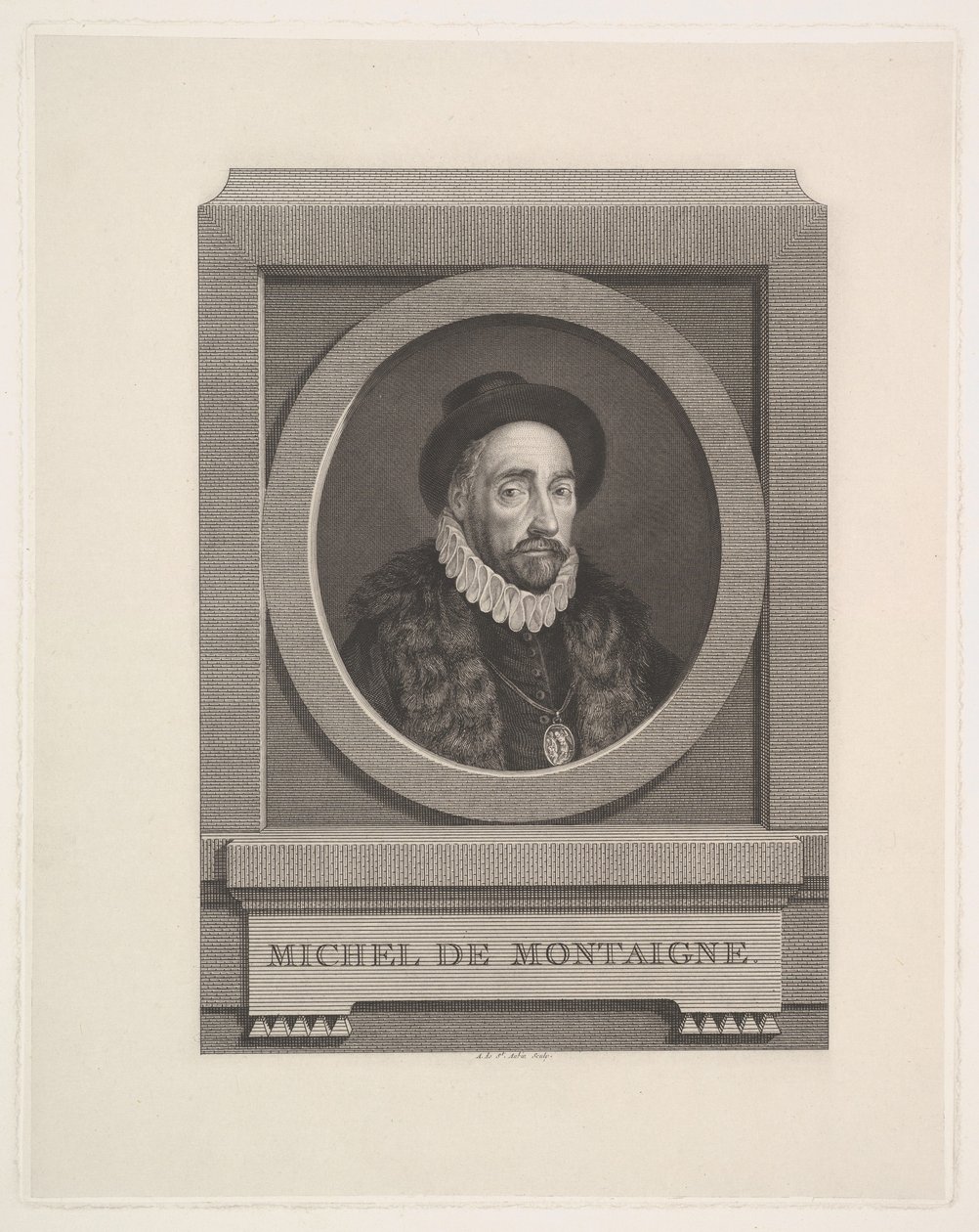 Michel de Montaigne'nin portresi 1533-1592, 1774. by Augustin de Saint Aubin