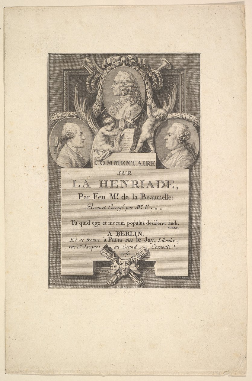 Voltaire, Freron ve Beaumelle, 1775. by Augustin de Saint Aubin