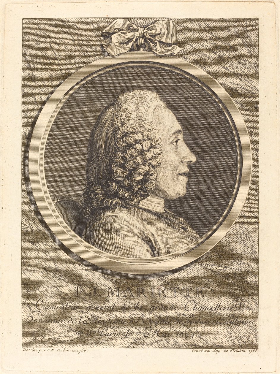 Pierre Jean Mariette by Augustin de Saint Aubin after Charles Nicolas Cochin II