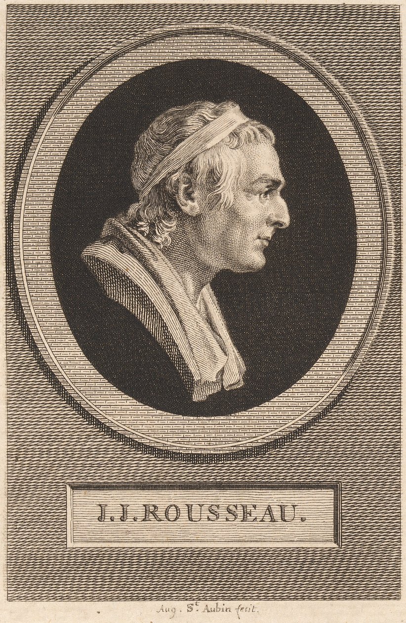 Jean Jacques Rousseau by Augustin de Saint Aubin after Jean Antoine Houdon
