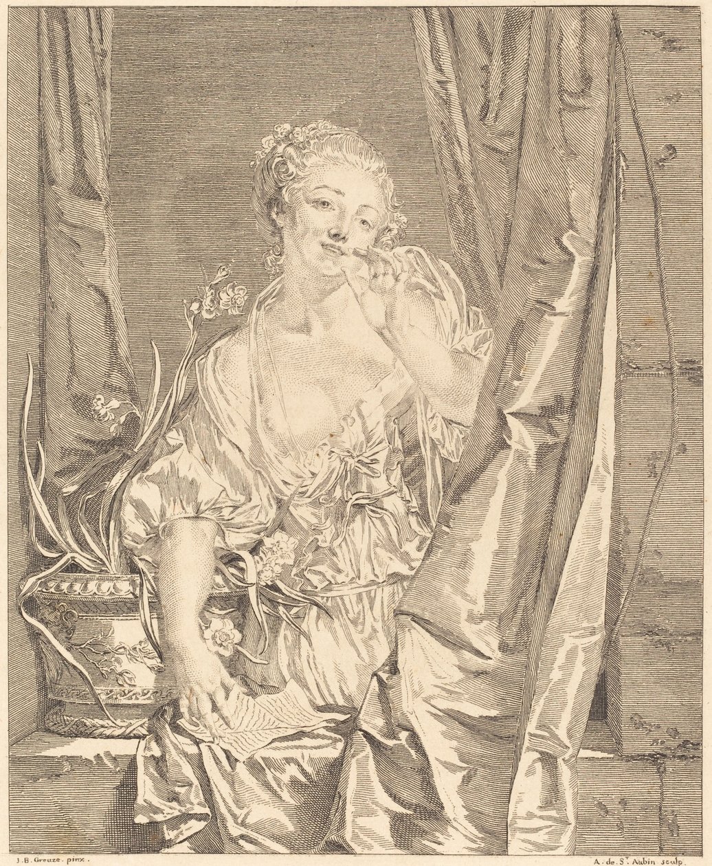 gönderilen öpücük by Augustin de Saint Aubin after Jean Baptiste Greuze