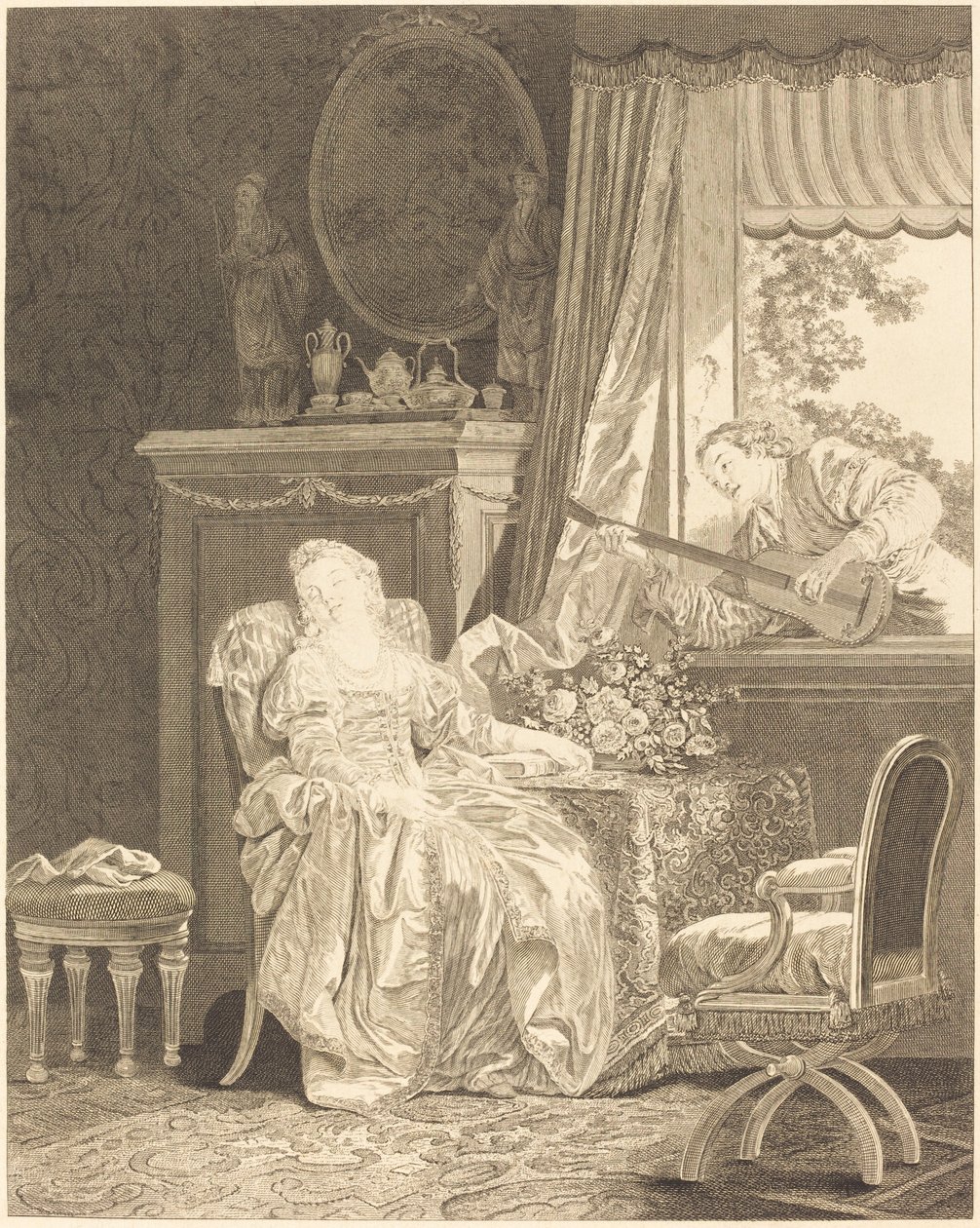 İspanyol aşkı by Augustin de Saint Aubin and Noël Pruneau after Jean Baptiste Le Prince