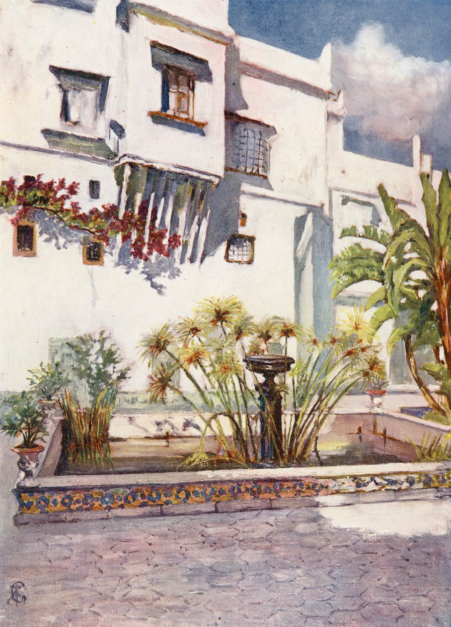 Bardo Avlusu, Cezayir (renkli taş baskı) by Augustine Fitzgerald