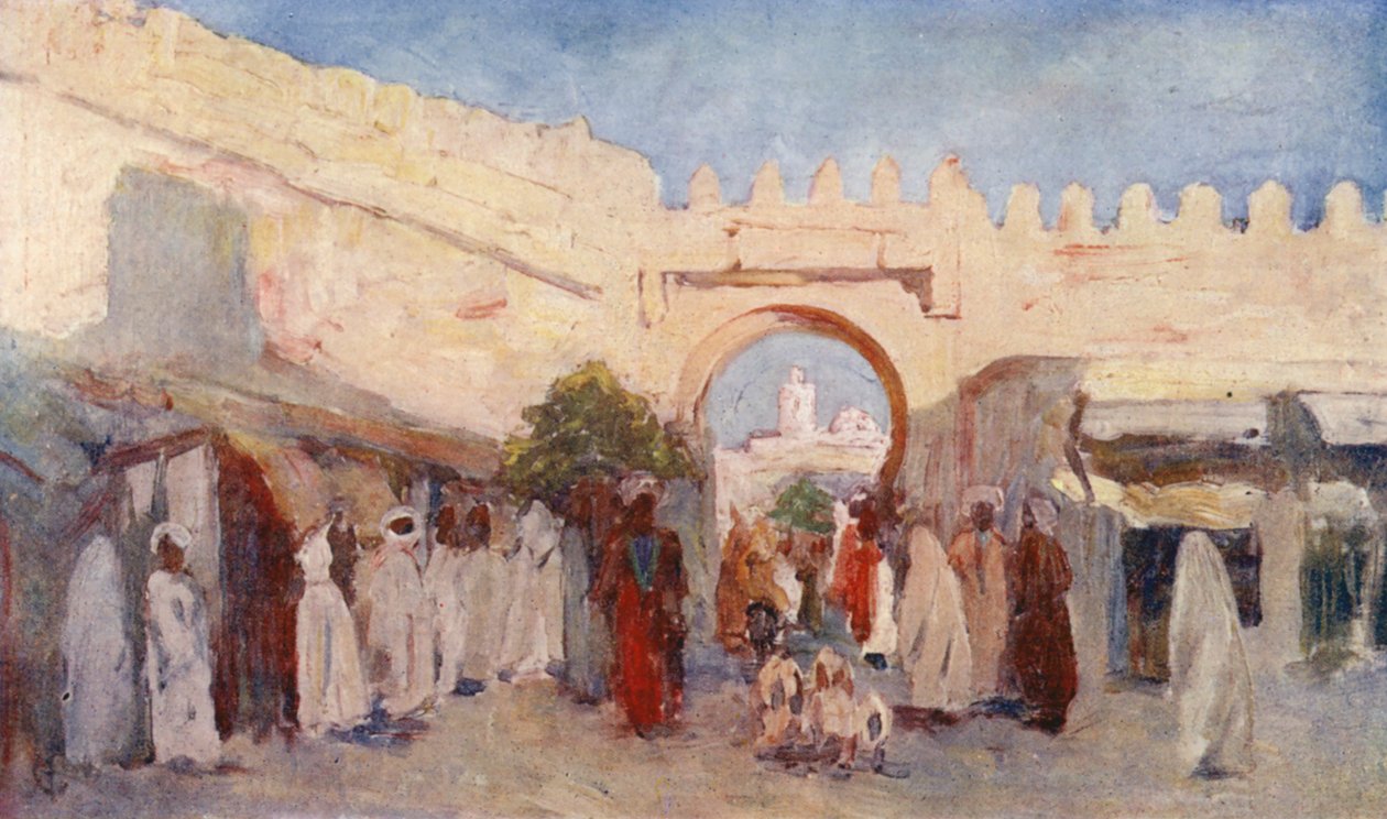 Town Gateway, Kairouan (renkli taş baskı) by Augustine Fitzgerald