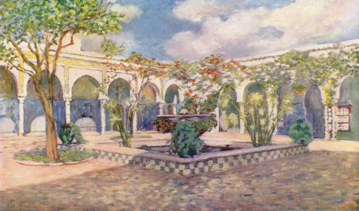 Villa Djenan El Mufti, Cezayir (renkli taş baskı) by Augustine Fitzgerald