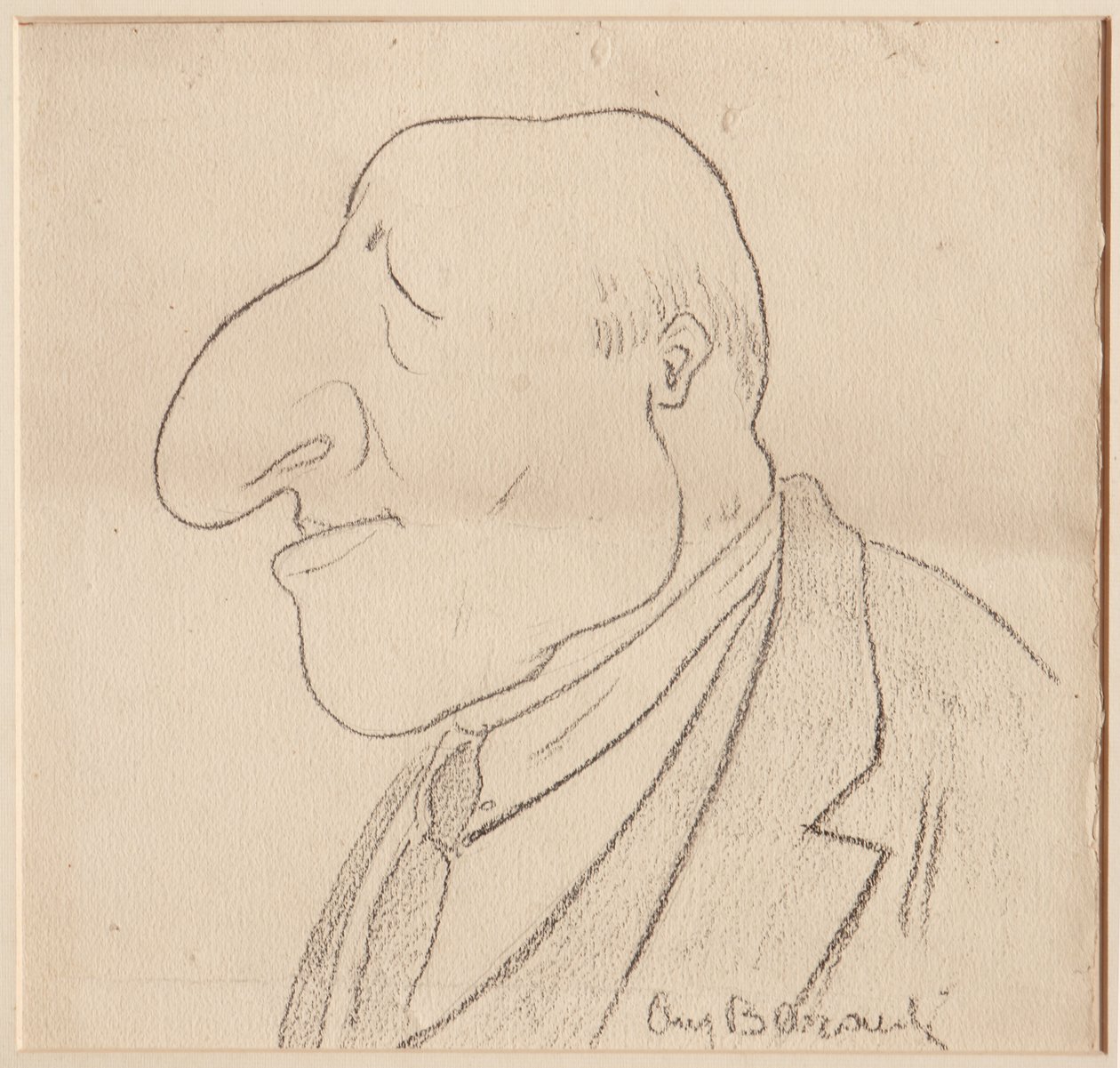 Karikatür (kağıt üzerine siyah kalem) by Augusto Baracchi