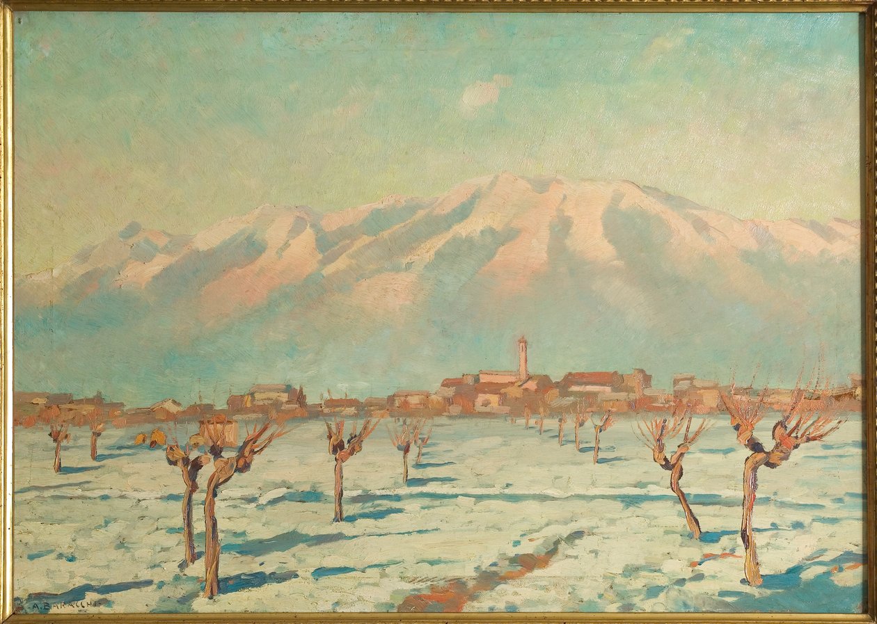 Karla kaplı manzara (masonit üzerine yağ) by Augusto Baracchi