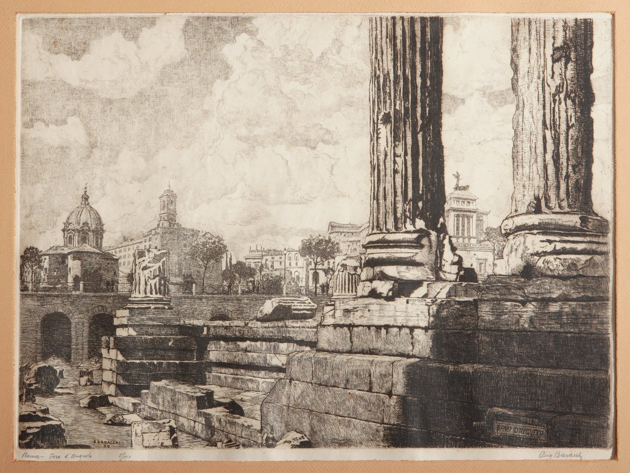 Roma, Augustus Forumu (kağıt üzerine gravür) by Augusto Baracchi