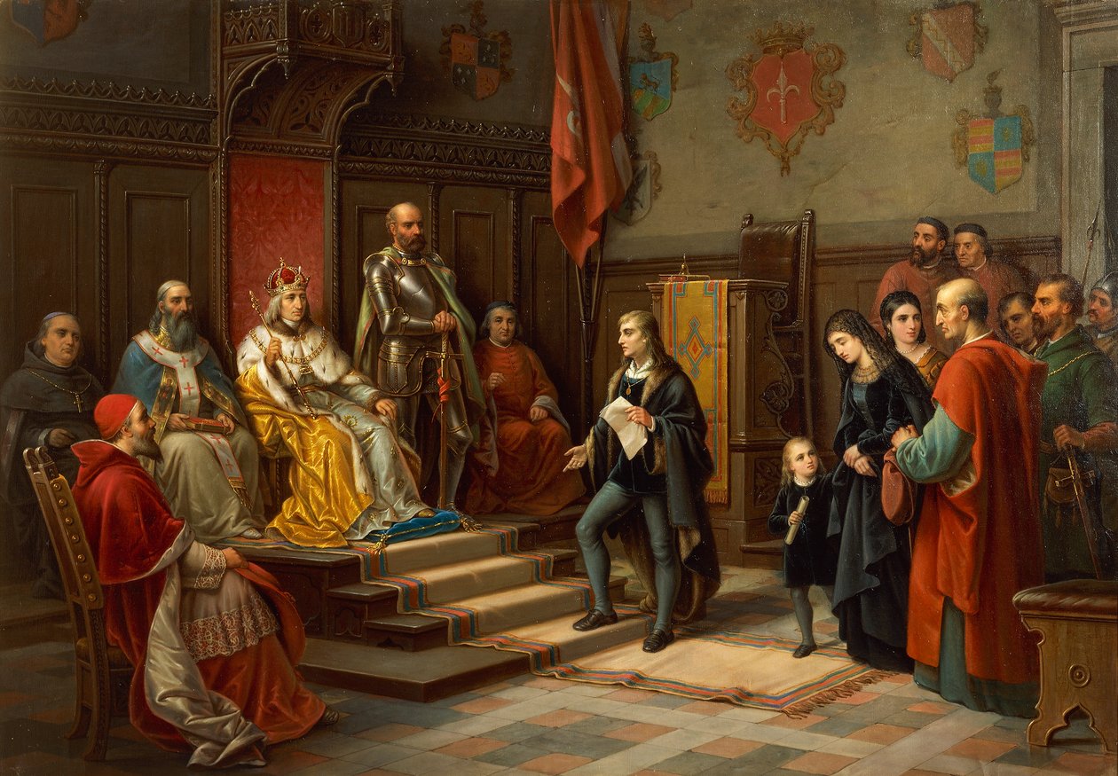 Trieste şairi Raffaele Zovenzoni, Augusto Tominz (1818-1883) tarafından Türklere karşı yürümeye zorlanan Frederick III. by Augusto Tominz