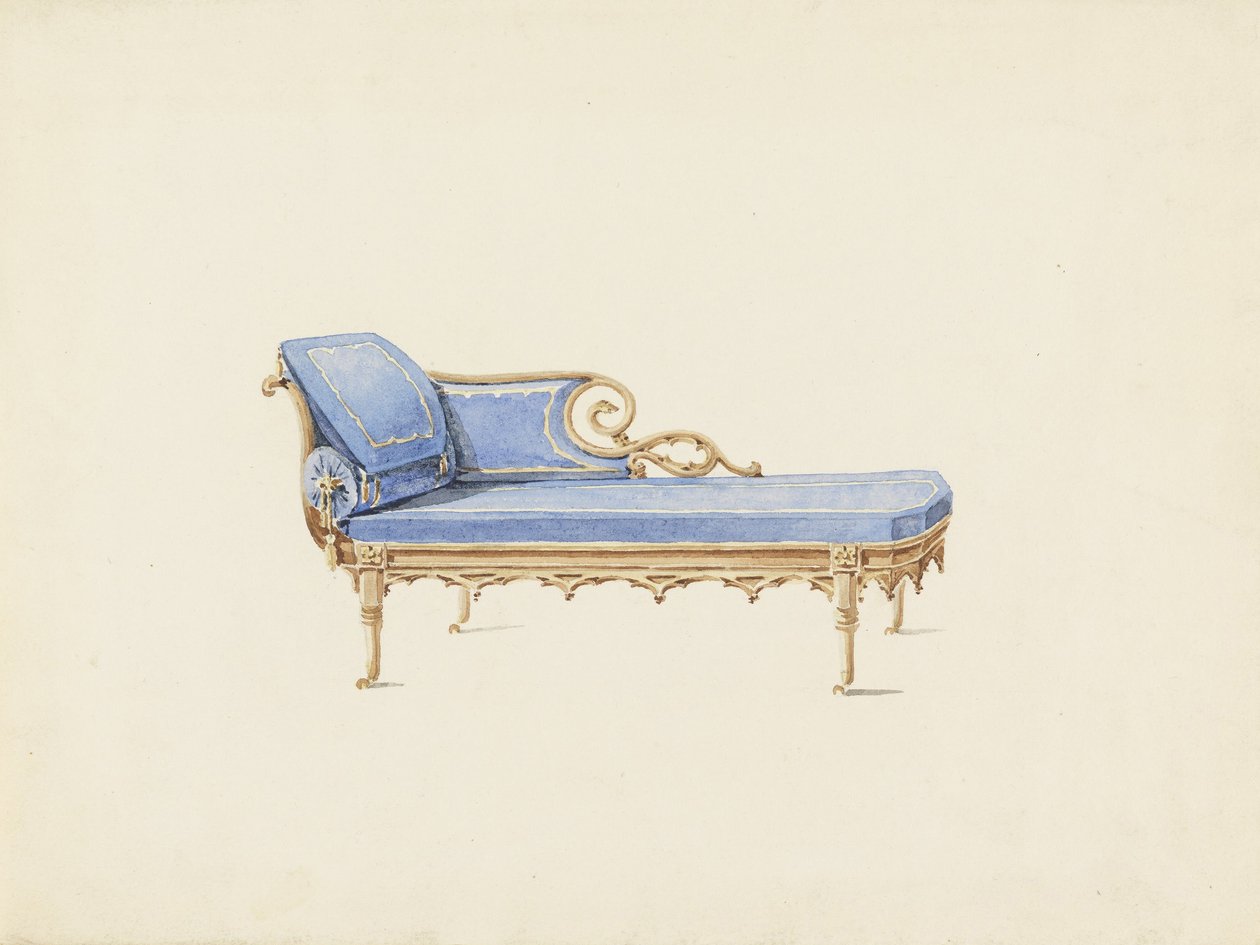 Gotik Uyanış Tarzında Bir Kanepe Tasarımı by Augustus Charles Pugin
