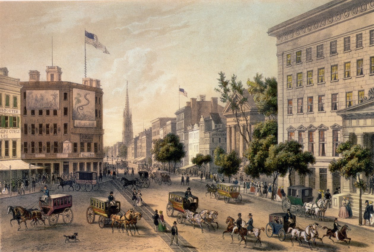 Broadway, New York, Deroy, pub tarafından oyulmuş. tarafından Goupil und Co. by Augustus Kollner