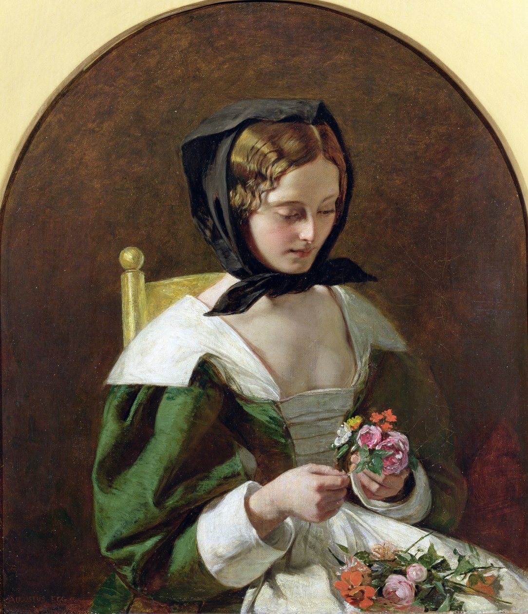 Girl Making a Bouquet of Flowers, 1849  by Augustus Leopold Egg