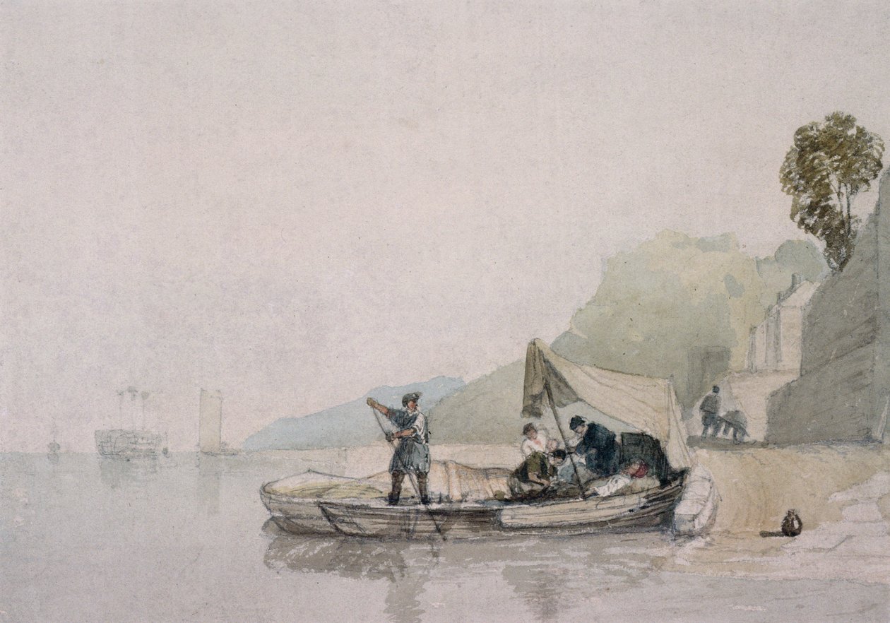 Coast Scene with Boats and Figures (drawing) by Augustus Wall Callcott