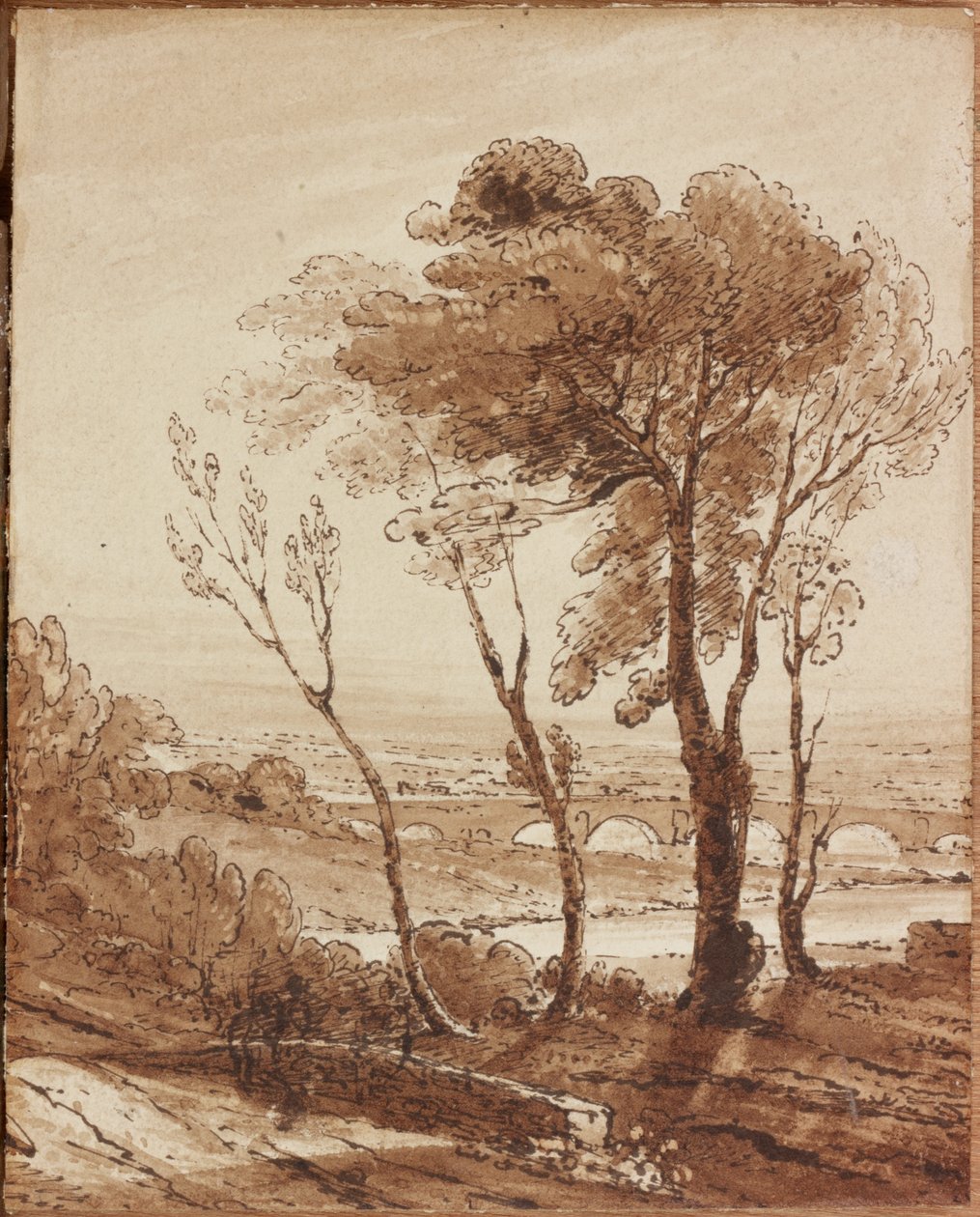 Köprülü Manzara (kağıt üzerine mürekkep ve yıkama (dokuma)) by Augustus Wall Callcott