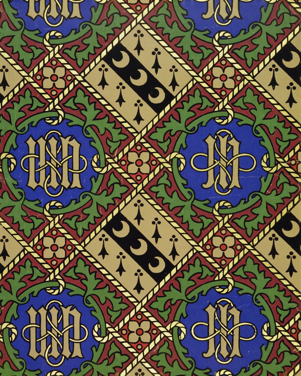 Elmas baskı dini duvar kağıdı tasarımı by Augustus Welby Northmore Pugin