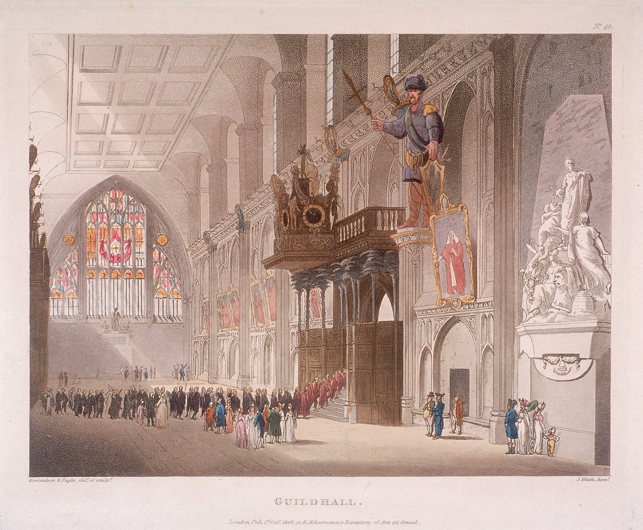Guildhall, Londra, 1808 by Augustus Charles Pugin, Thomas Rowlandson