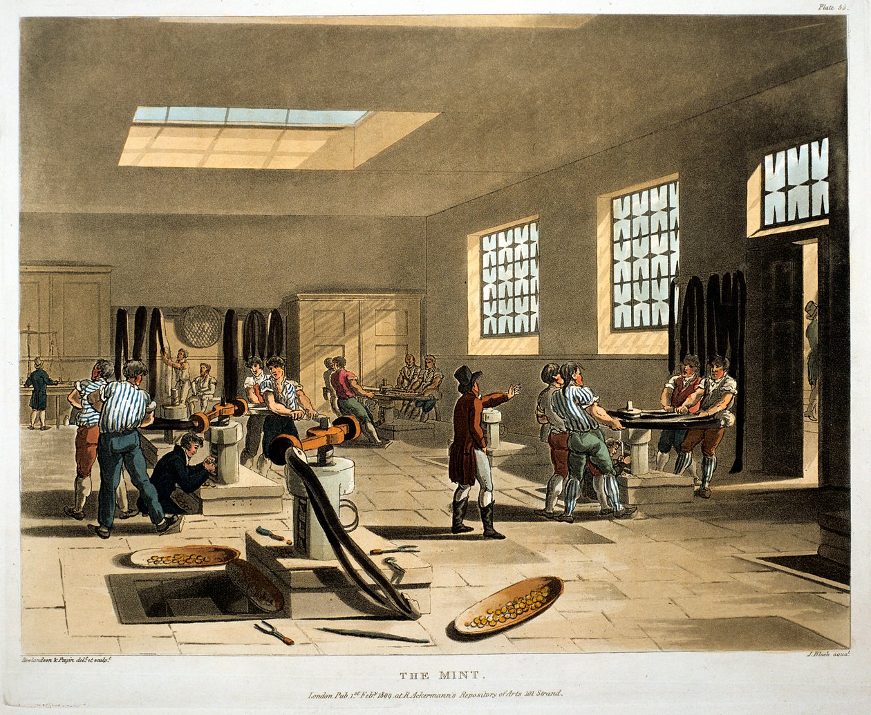 Darphane, Londra, 1808-1811 by Augustus Charles Pugin, Thomas Rowlandson