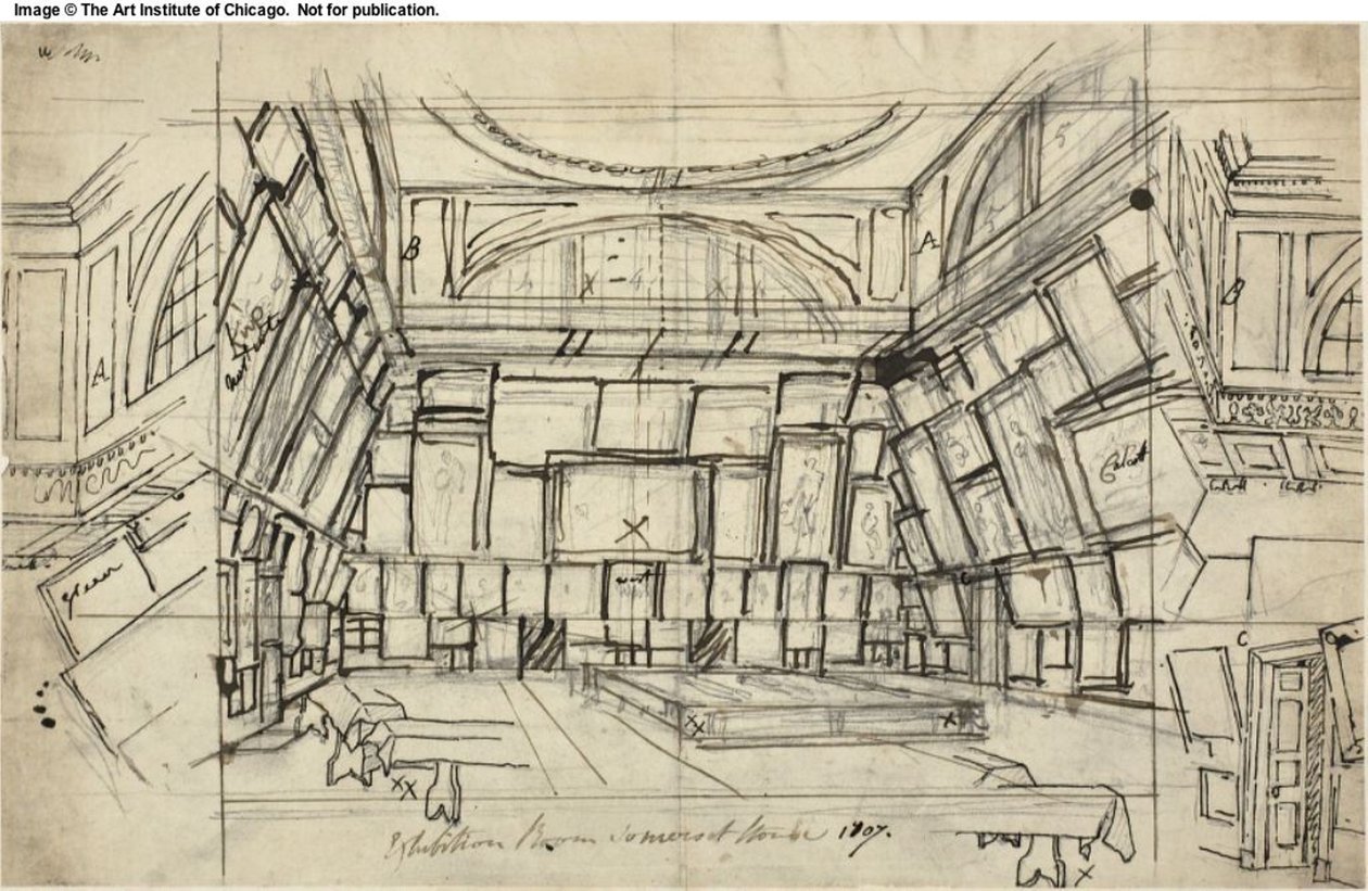 Londra'nın Microcosm'undan Somerset House Sergi Salonu için Çalışma by Augustus Charles Pugin