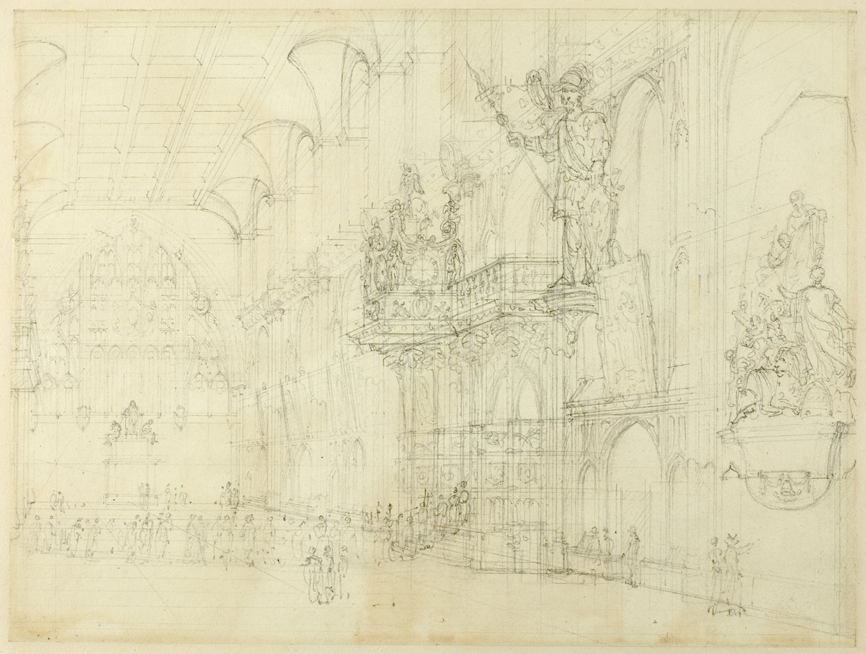 Londra'daki Microcosm'dan Guild Hall için Çalışma by Augustus Charles Pugin