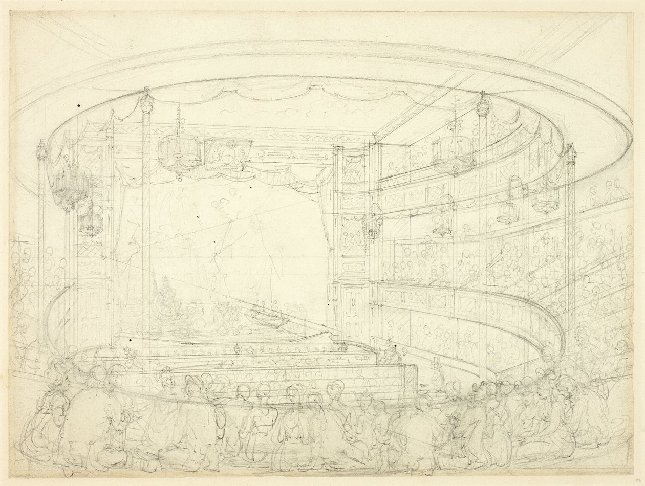 Sadlers Wells Tiyatrosu için Çalışma by Augustus Charles Pugin