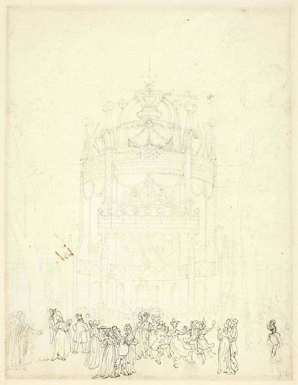 Vauxhall Bahçesi için Çalışma by Augustus Charles Pugin
