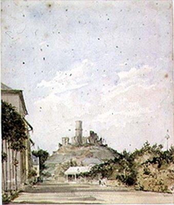 Yıkılmış Bir Kalenin Görünümü by Augustus Charles Pugin