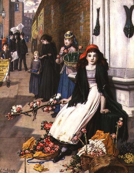 Bir Londra caddesinin köşesinde by Augustus Edward Mulready