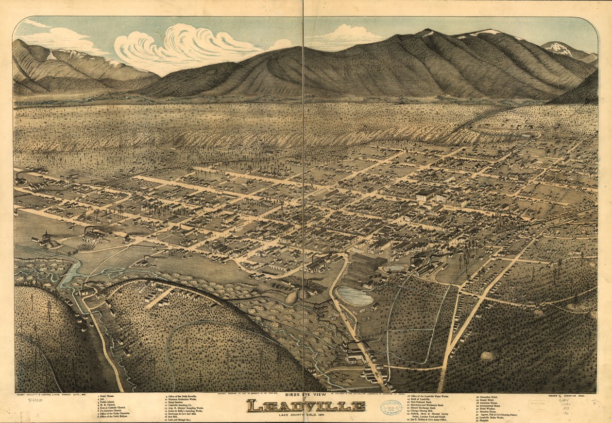 Leadville'in kuşbakışı görünümü, Lake County, Colo. 1879. by Augustus Koch