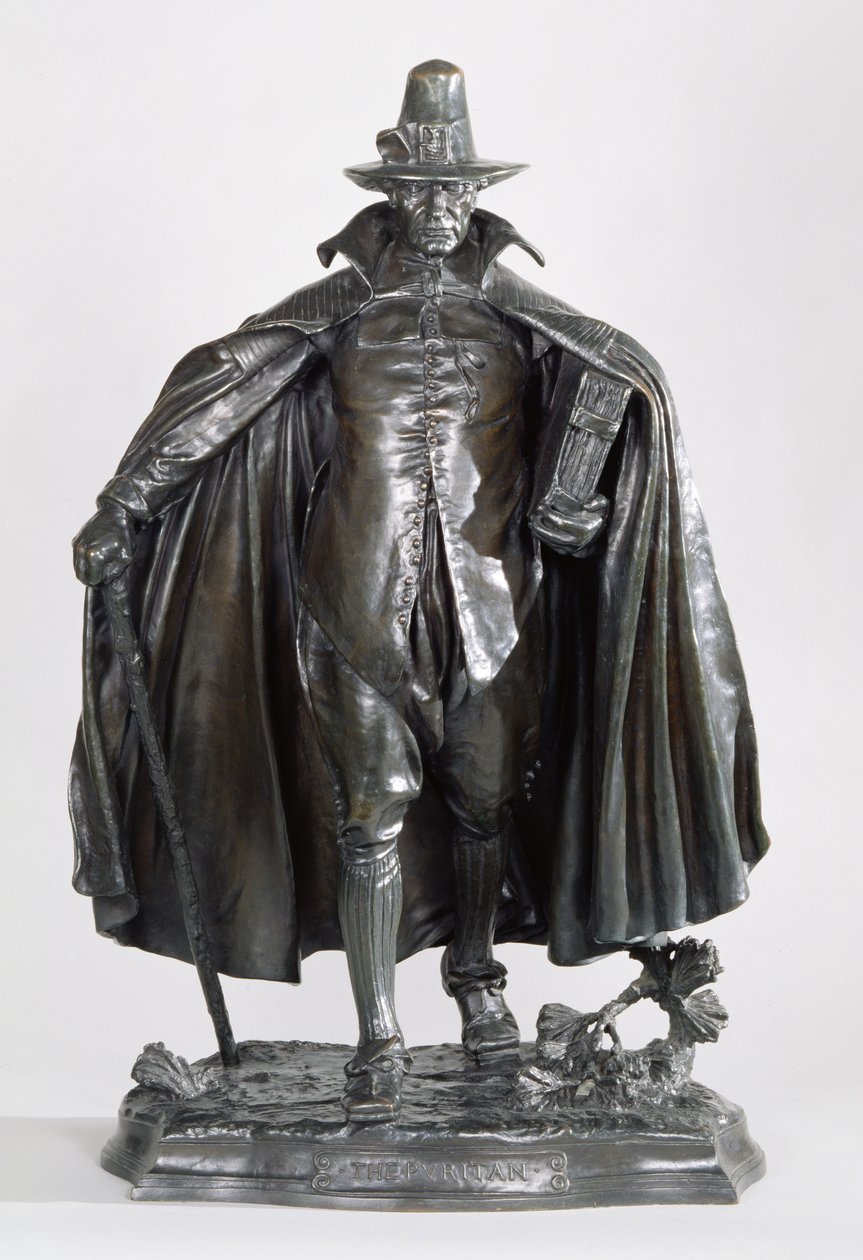 Puritan, 1899 (koyu kahverengisiyah patine bronz) by Augustus Saint Gaudens